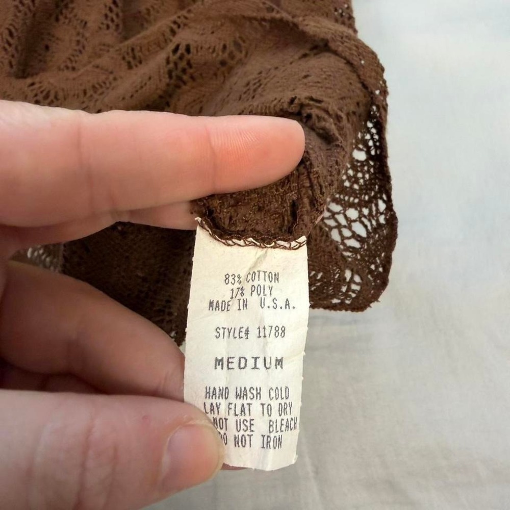 Vintage y2k Forever 22 brown knit short sleeve top. A little see thru - Picture 4 of 6